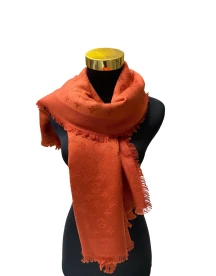 Preowned Scarf Orange Silk 