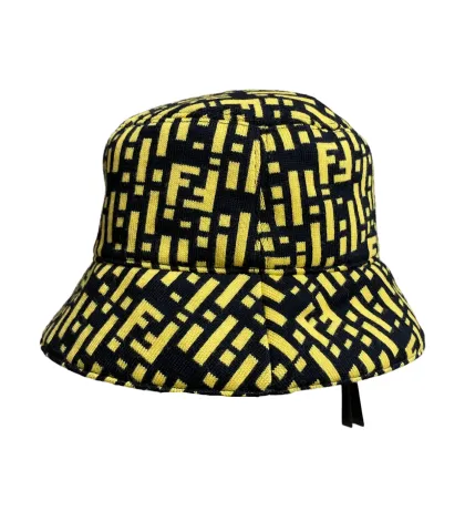 ACCESSORIES Preowned Authentic Fendi Zucca Zucchino Bucket Hat Yellow Black Nylon Wool 1 ~item/2024/10/10/img_3370