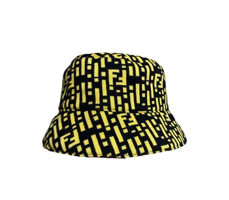 ACCESSORIES Preowned Authentic Fendi Zucca Zucchino Bucket Hat Yellow Black Nylon Wool 2 ~item/2024/10/10/img_3371