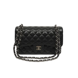 Preowned Jumbo Classic 30 cm Black Caviar 